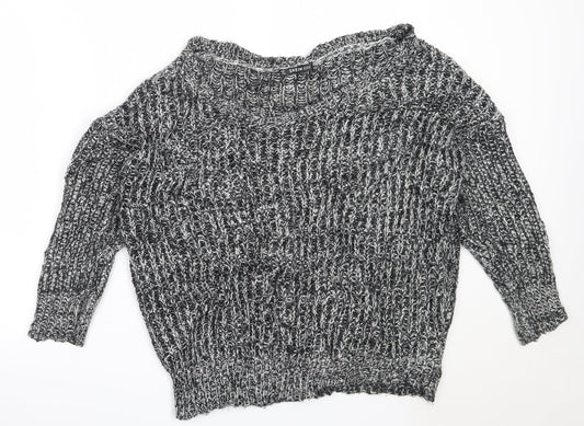 SheIn Womens Black Round Neck  Acrylic Pullover Jumper One Size