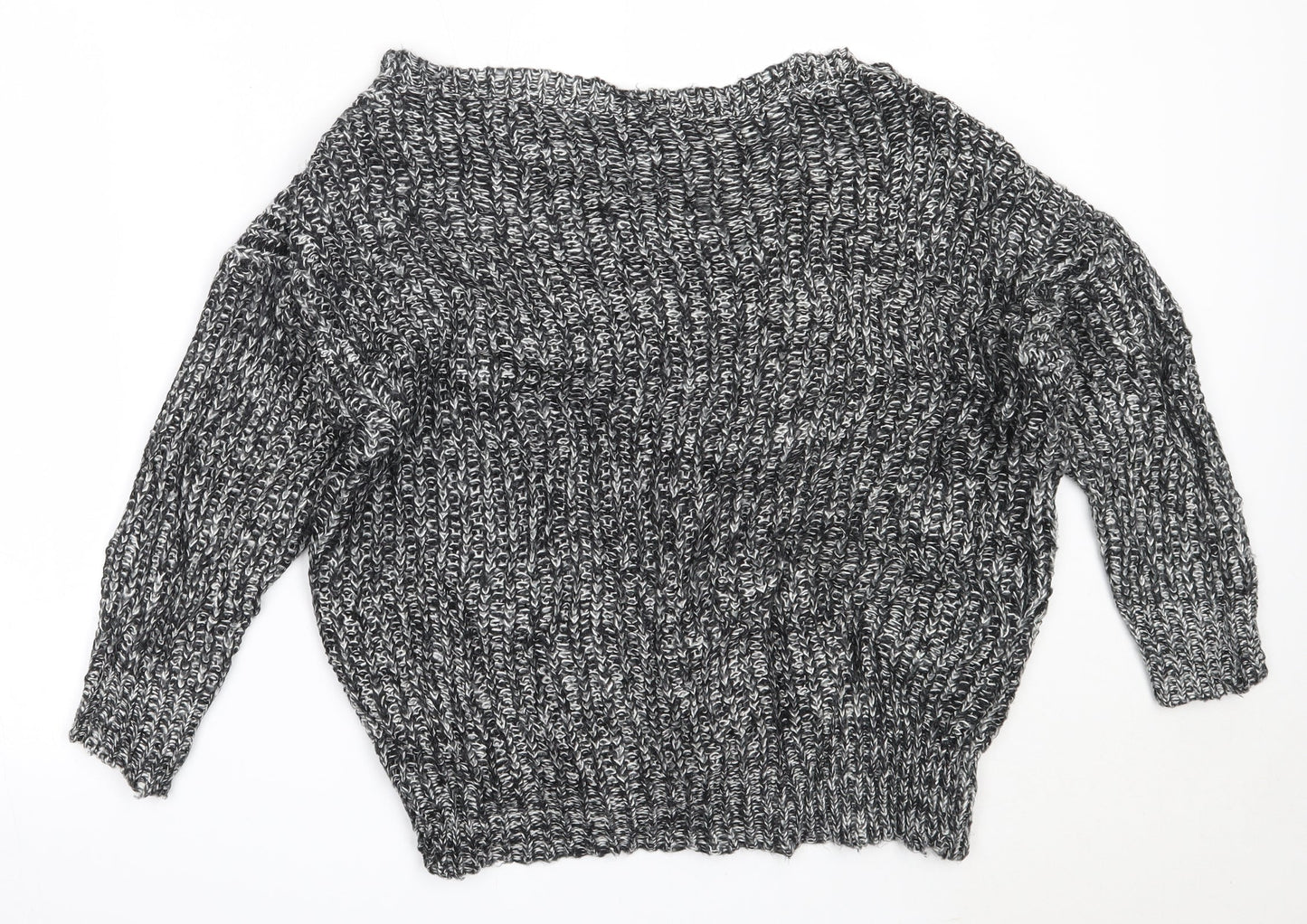 SheIn Womens Black Round Neck  Acrylic Pullover Jumper One Size