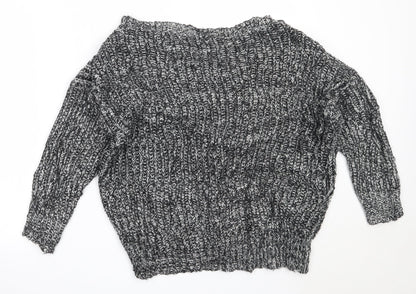 SheIn Womens Black Round Neck  Acrylic Pullover Jumper One Size