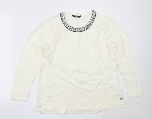 TIGI Womens Ivory Round Neck  Acrylic Pullover Jumper Size 18