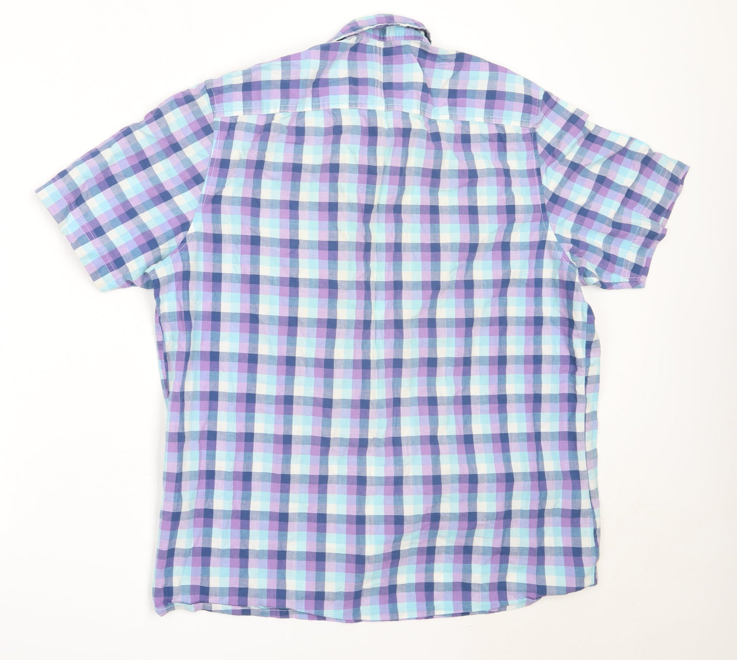 F&F Mens Blue Check Cotton  Button-Up Size M Collared