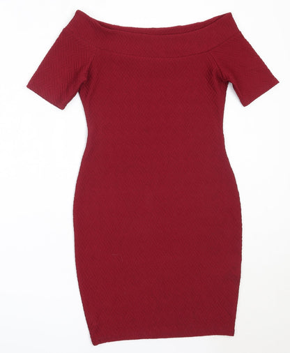 New Look Womens Red  Polyester Bodycon  Size 8  Off the Shoulder