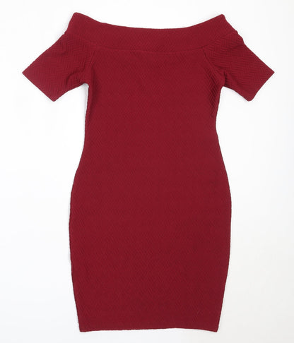 New Look Womens Red  Polyester Bodycon  Size 8  Off the Shoulder