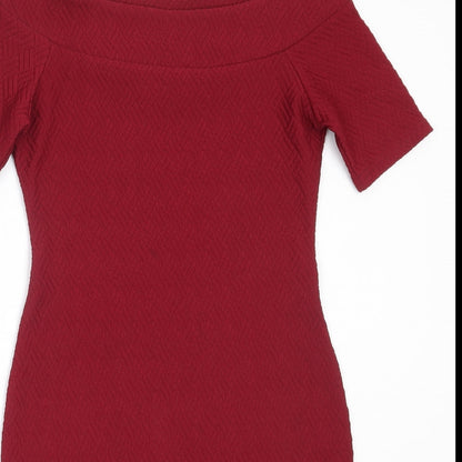 New Look Womens Red  Polyester Bodycon  Size 8  Off the Shoulder