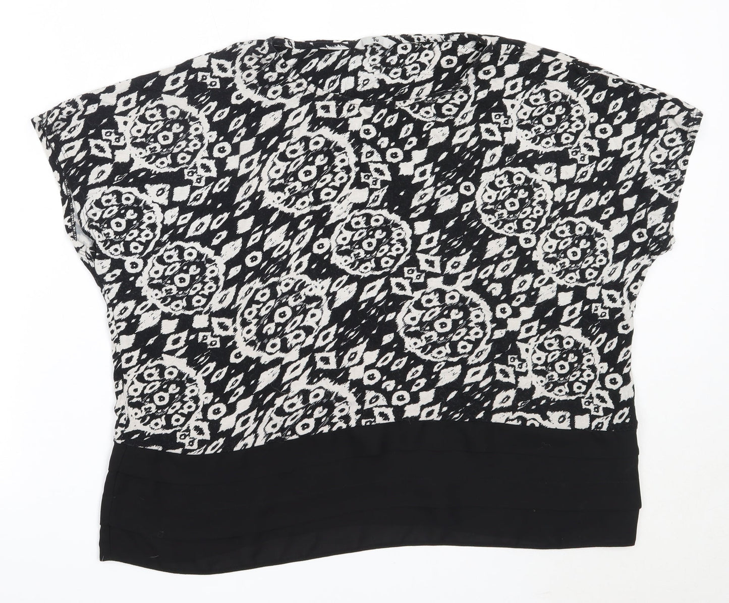 TU Womens Black  Viscose Basic Blouse Size 14 Round Neck