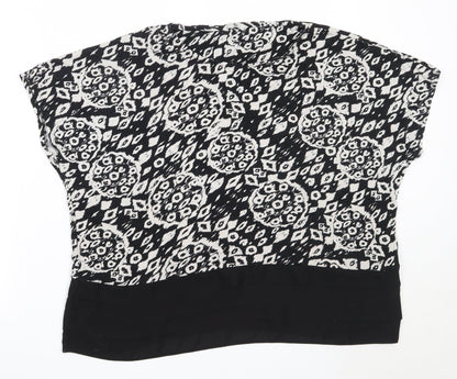 TU Womens Black  Viscose Basic Blouse Size 14 Round Neck