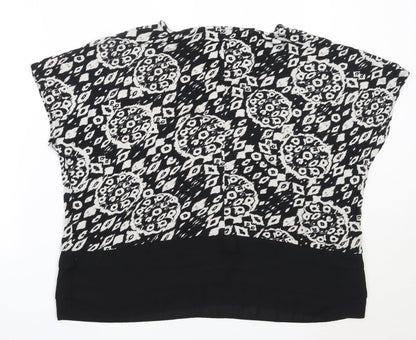 TU Womens Black  Viscose Basic Blouse Size 14 Round Neck