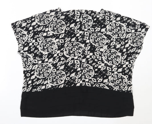 TU Womens Black  Viscose Basic Blouse Size 14 Round Neck