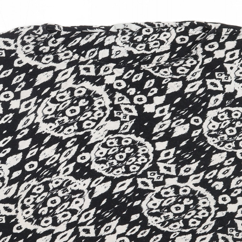 TU Womens Black  Viscose Basic Blouse Size 14 Round Neck