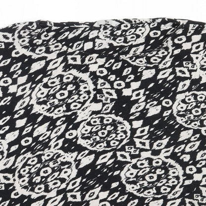TU Womens Black  Viscose Basic Blouse Size 14 Round Neck