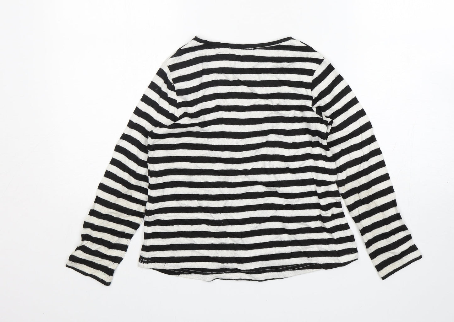 H&M Girls Multicoloured Round Neck Striped Viscose Pullover Jumper Size 7-8 Years
