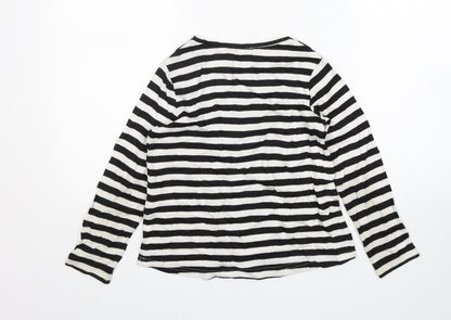 H&M Girls Multicoloured Round Neck Striped Viscose Pullover Jumper Size 7-8 Years