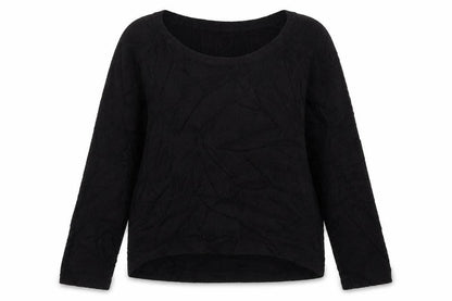Front view of H&M women’s black acrylic pullover sweatshirt, size M