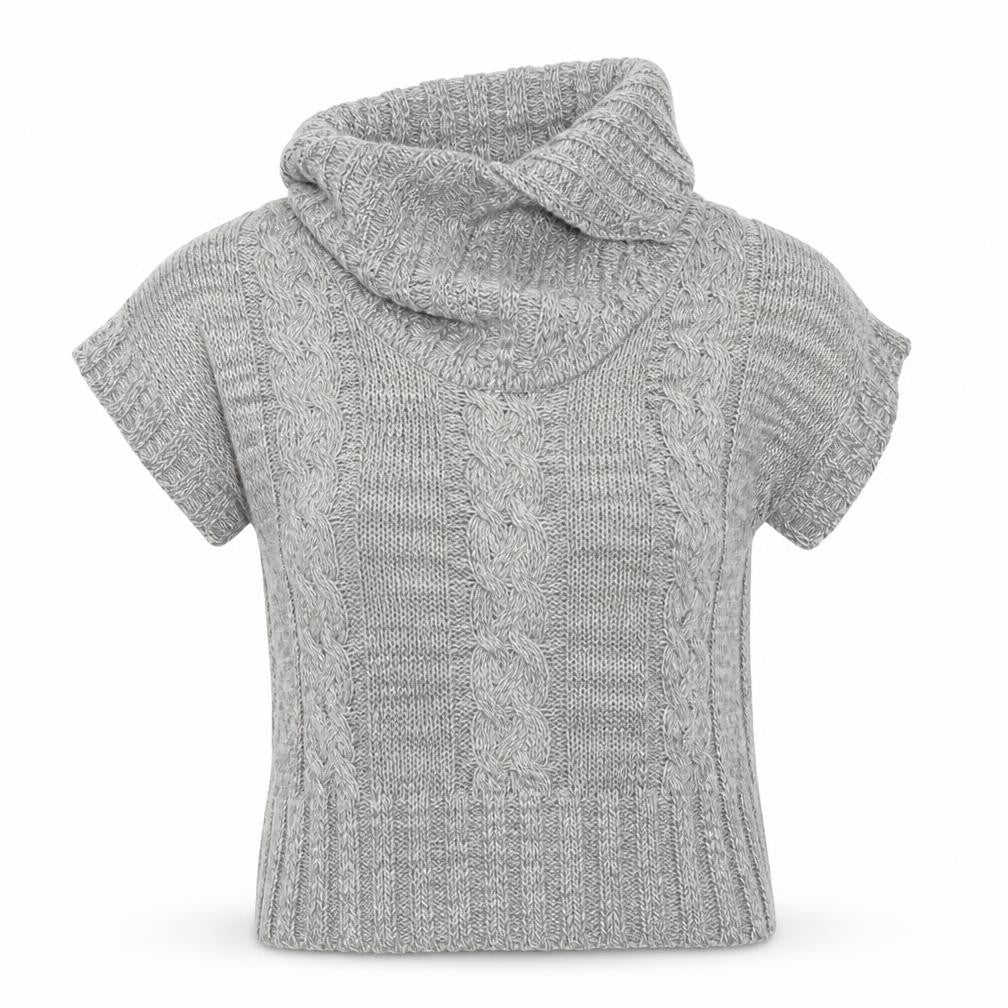 Front view of Marshmallow women’s grey roll neck acrylic jumper, size M