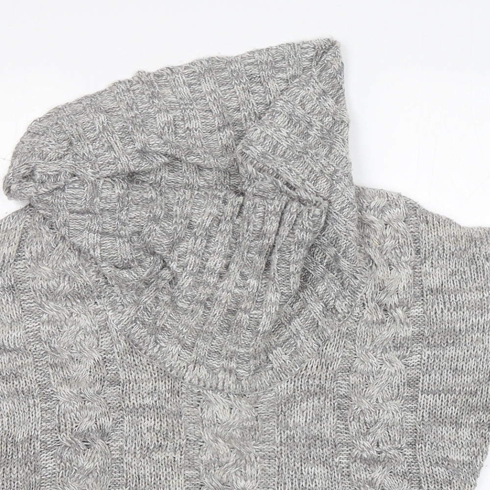 Close-up detail of Marshmallow women’s grey roll neck acrylic jumper, size M