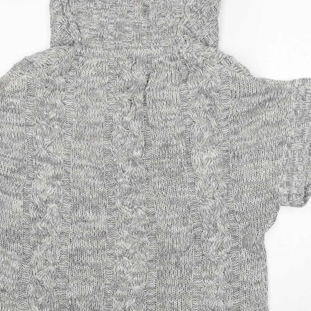 Brand and care label for Marshmallow women’s grey roll neck acrylic jumper, size M