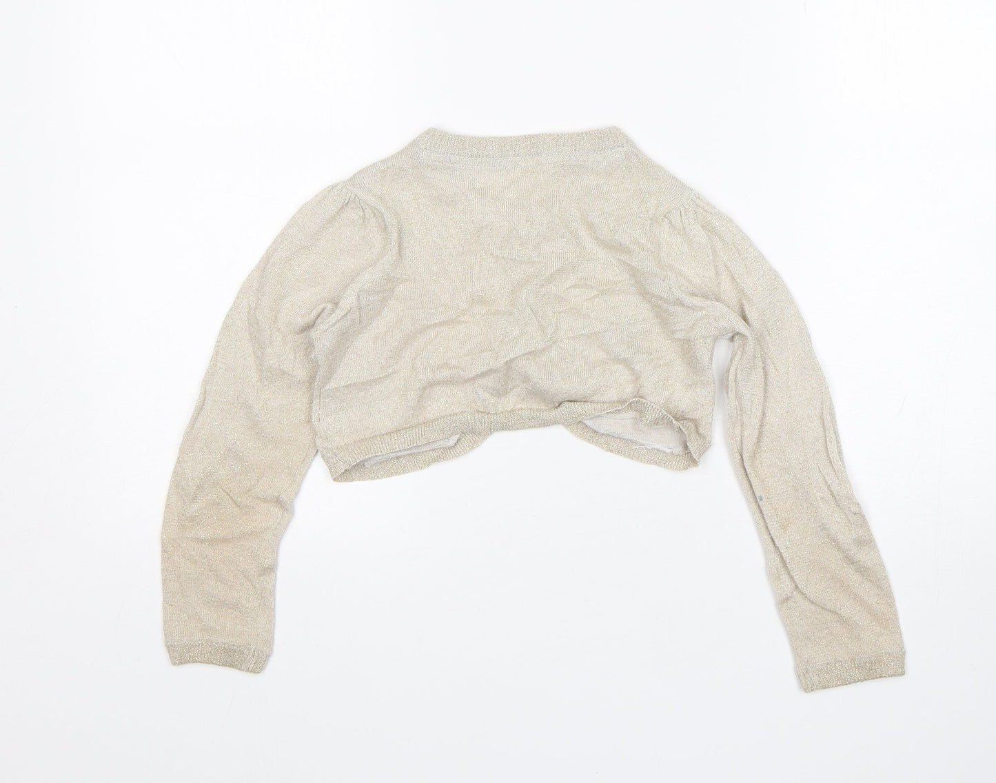 Mothercare Girls Beige Round Neck  Cotton Cardigan Jumper Size 5-6 Years