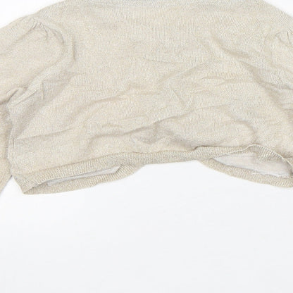 Mothercare Girls Beige Round Neck  Cotton Cardigan Jumper Size 5-6 Years