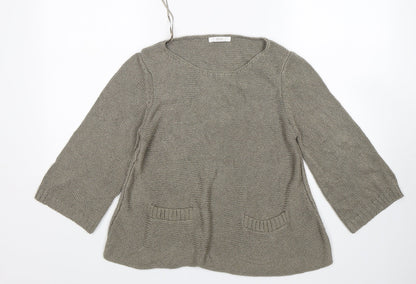 M&S Womens Brown Round Neck  Acrylic Pullover Jumper Size 14