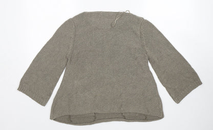 M&S Womens Brown Round Neck  Acrylic Pullover Jumper Size 14