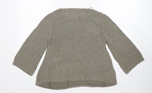 M&S Womens Brown Round Neck  Acrylic Pullover Jumper Size 14