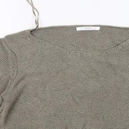 M&S Womens Brown Round Neck  Acrylic Pullover Jumper Size 14