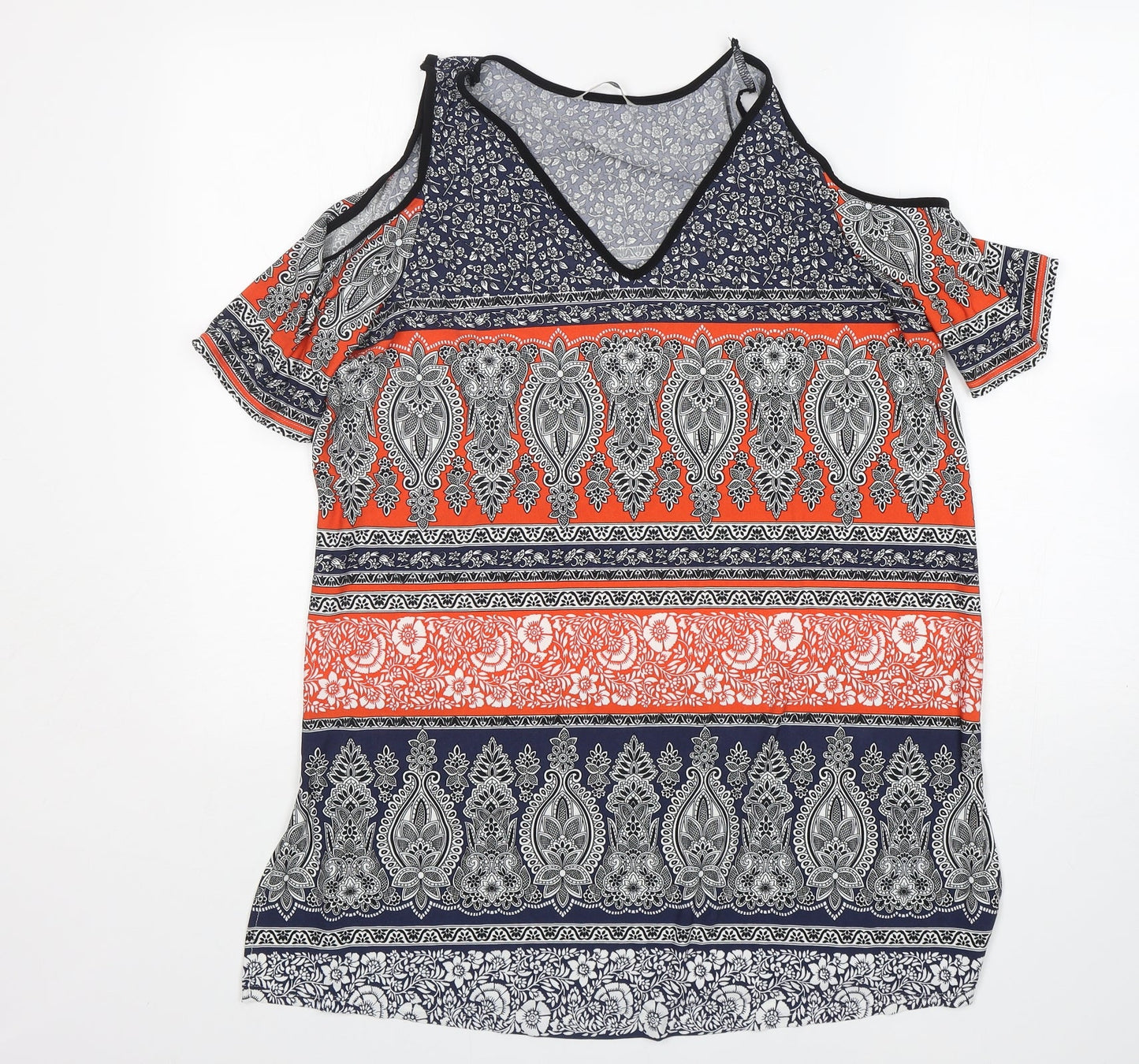 George Womens Multicoloured Paisley Polyester A-Line  Size 12  V-Neck