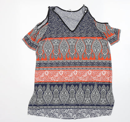 George Womens Multicoloured Paisley Polyester A-Line  Size 12  V-Neck