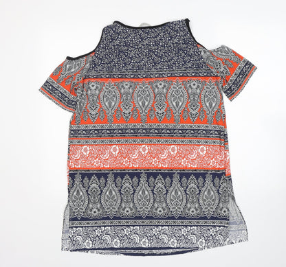 George Womens Multicoloured Paisley Polyester A-Line  Size 12  V-Neck