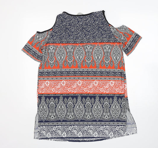 George Womens Multicoloured Paisley Polyester A-Line  Size 12  V-Neck