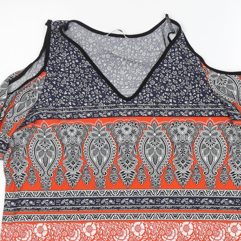 George Womens Multicoloured Paisley Polyester A-Line  Size 12  V-Neck