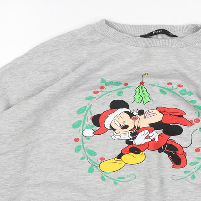 F&F Womens Grey  Cotton Pullover Sweatshirt Size 8   - Mickey and Minnie