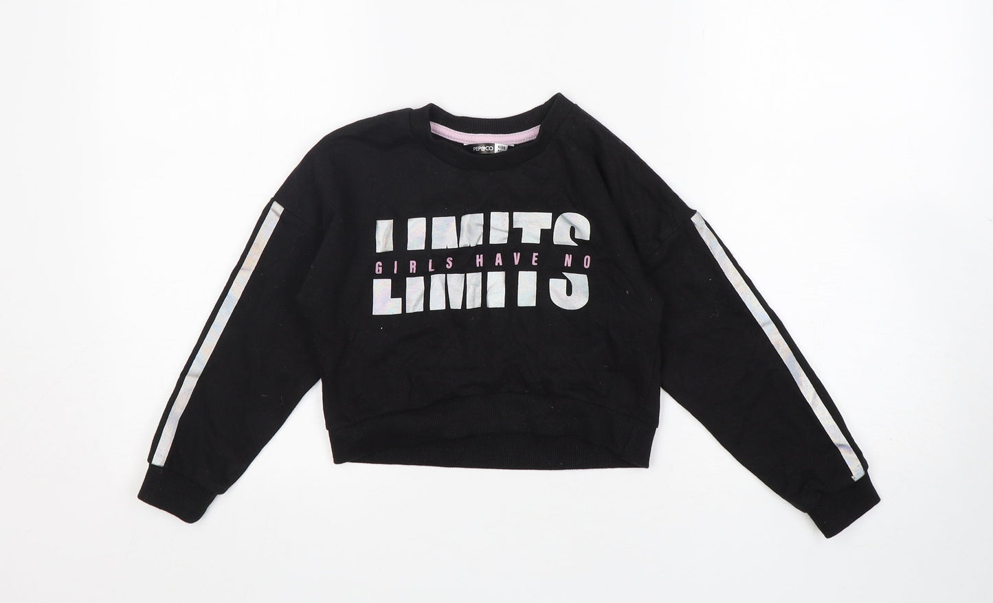 Pep&Co Girls Black  Cotton Pullover Sweatshirt Size 6-7 Years