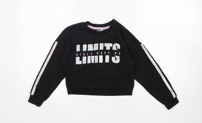 Pep&Co Girls Black  Cotton Pullover Sweatshirt Size 6-7 Years