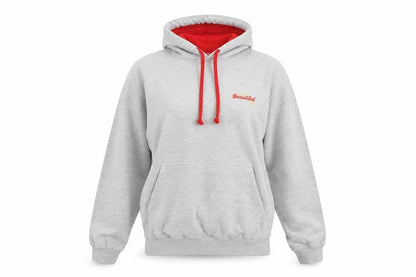 Front view of Awdis women’s grey cotton pullover hoodie, size S