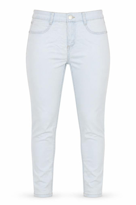 Front view of 91 women’s blue cotton jegging jeans, size UK 8, 28-inch leg regular