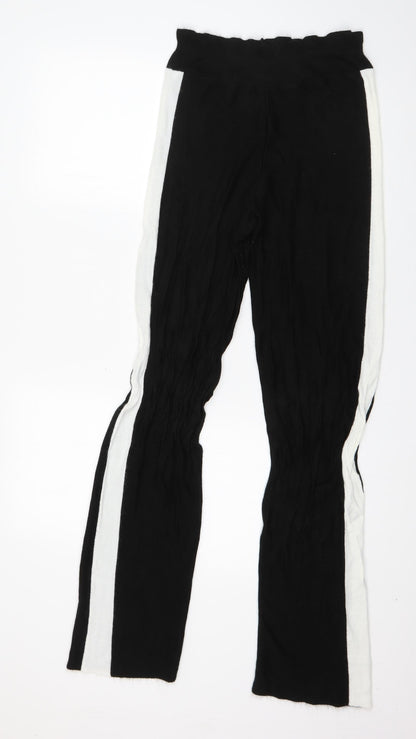 Womens UK Size M Preworn Regular Fit Jogger Black Trousers