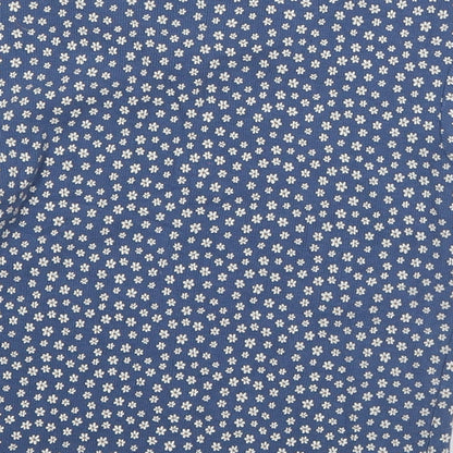 George Girls Blue Floral Cotton Basic T-Shirt Size 10-11 Years V-Neck Pullover