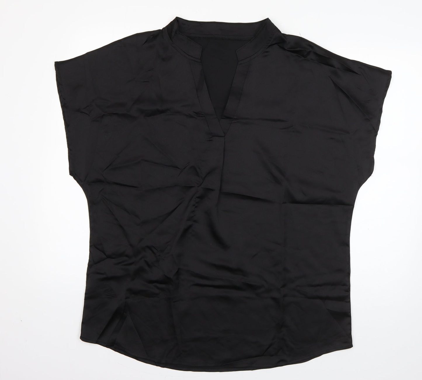 SheIn Womens Black  Polyester Basic Button-Up Size L V-Neck