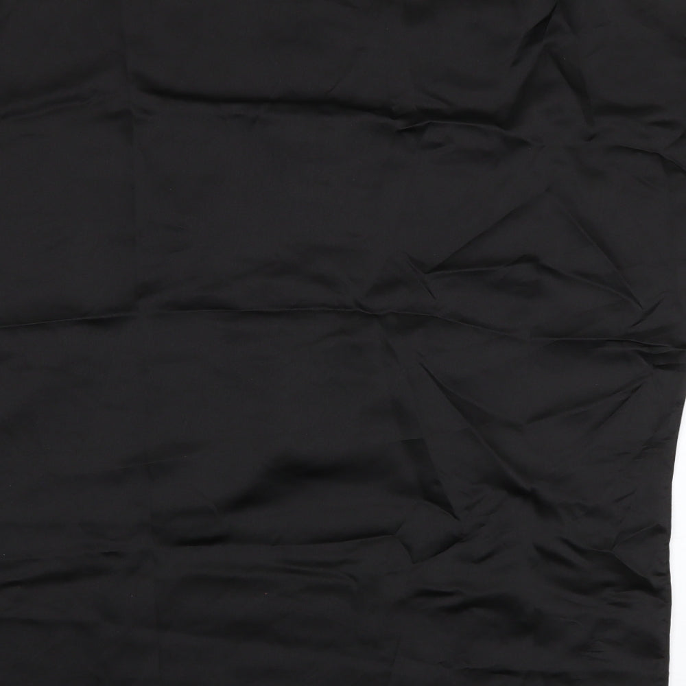 SheIn Womens Black  Polyester Basic Button-Up Size L V-Neck