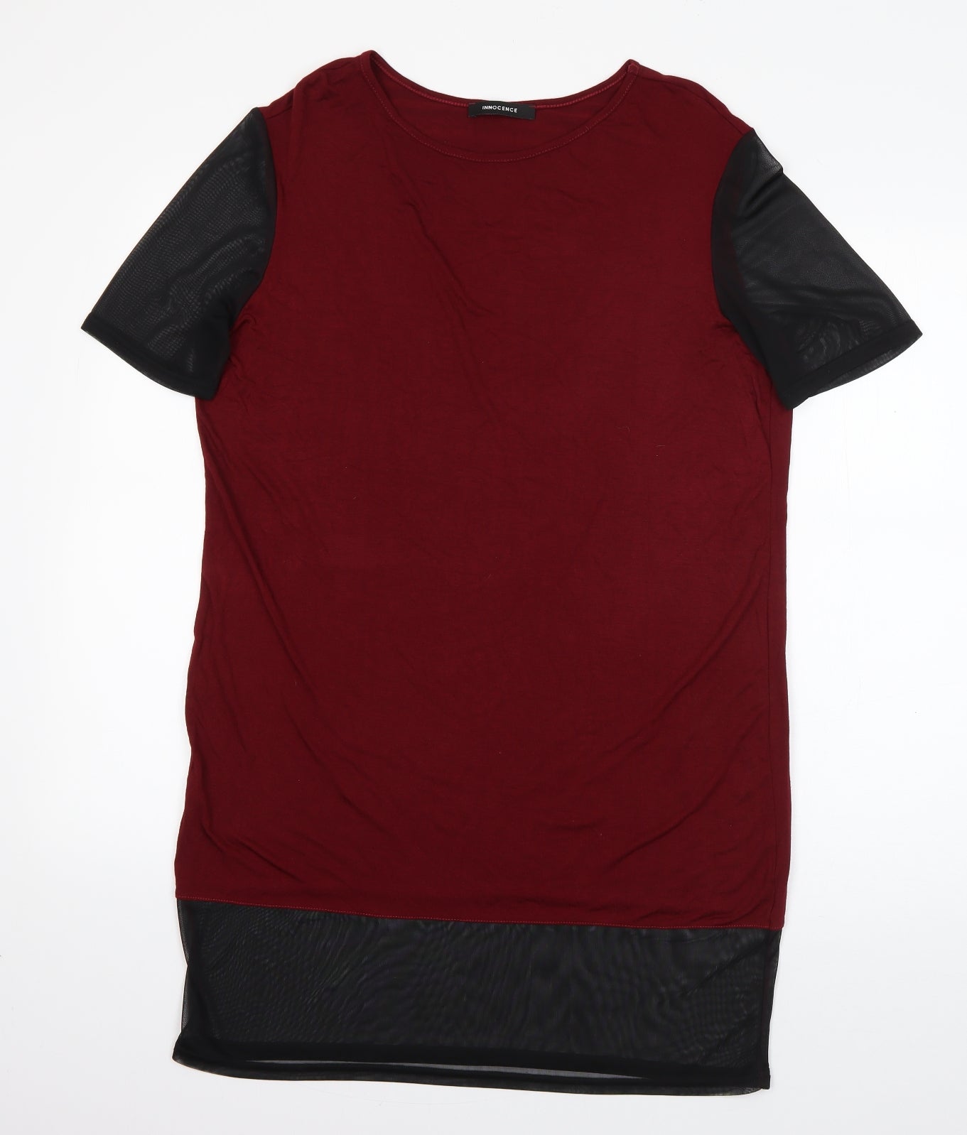 Innocense Womens Red  Viscose Basic T-Shirt Size 12 Round Neck
