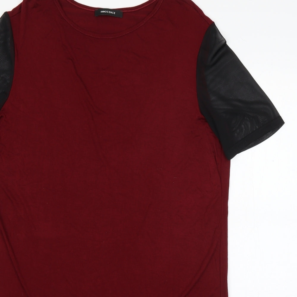Innocense Womens Red  Viscose Basic T-Shirt Size 12 Round Neck
