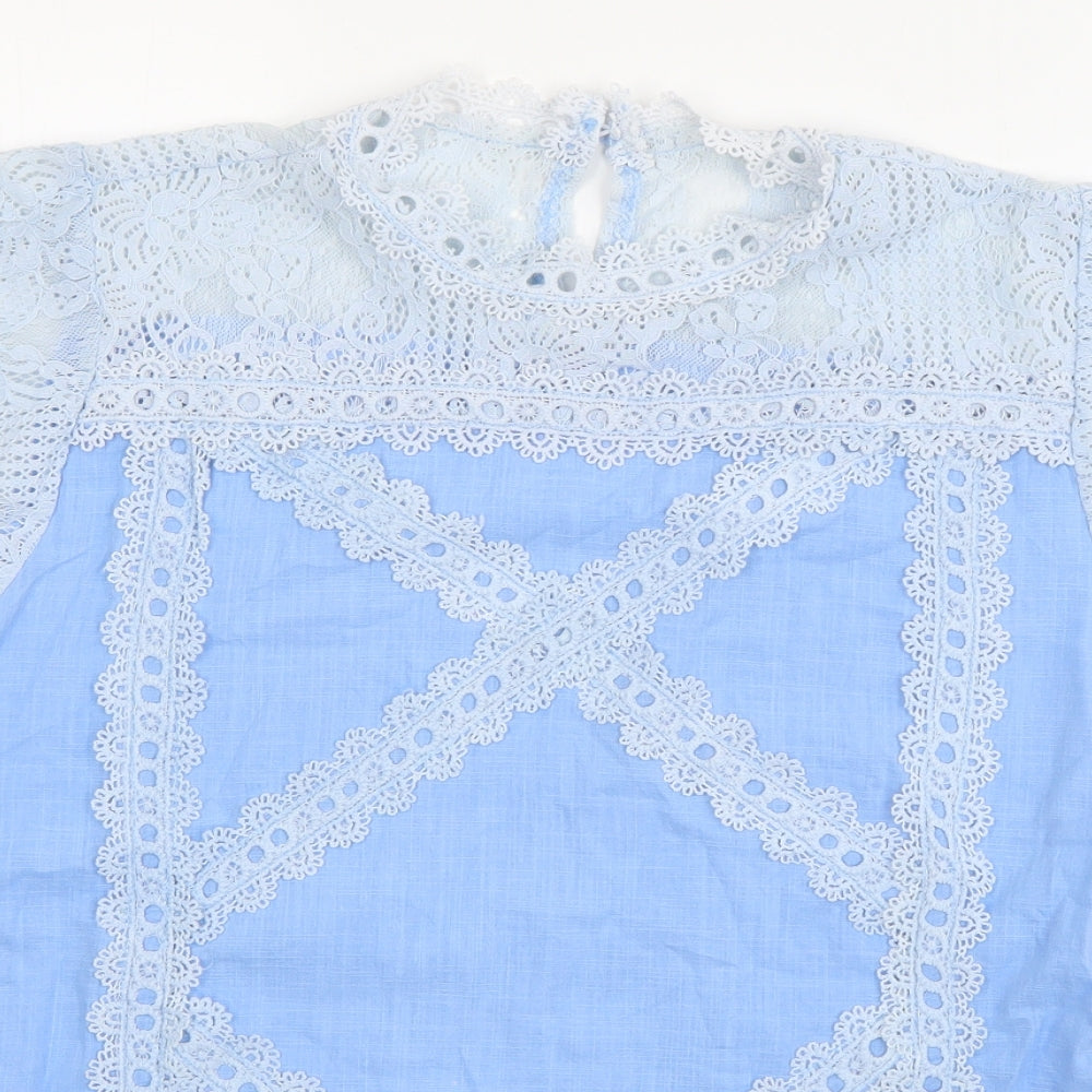 Womens UK Size XL Preworn Blue Basic Blouse