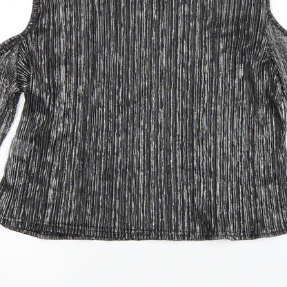 Parisian Womens Silver  Polyester Basic T-Shirt Size 14 Boat Neck - Pleated