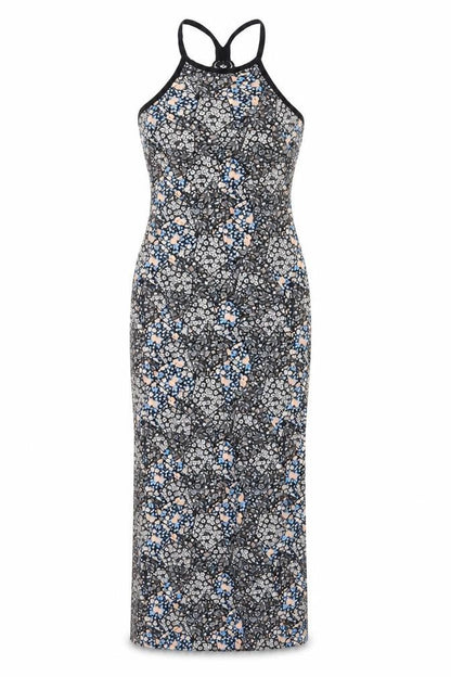 Miss Selfridge Womens Black Geometric Viscose Maxi  Size 10  Round Neck Pullover - lace back