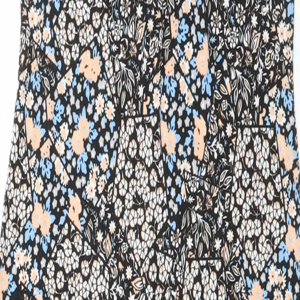 Miss Selfridge Womens Black Geometric Viscose Maxi  Size 10  Round Neck Pullover - lace back