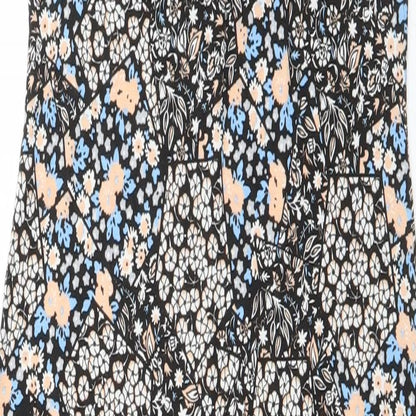 Miss Selfridge Womens Black Geometric Viscose Maxi  Size 10  Round Neck Pullover - lace back