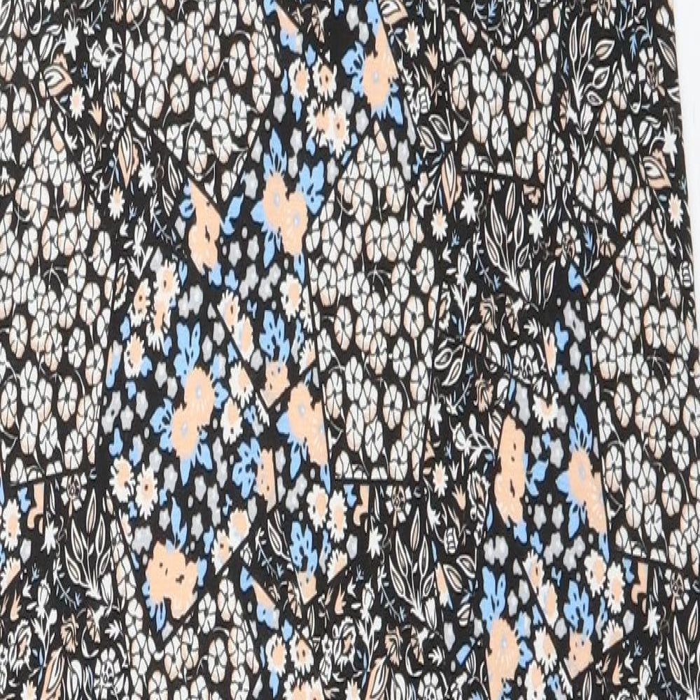 Miss Selfridge Womens Black Geometric Viscose Maxi  Size 10  Round Neck Pullover - lace back