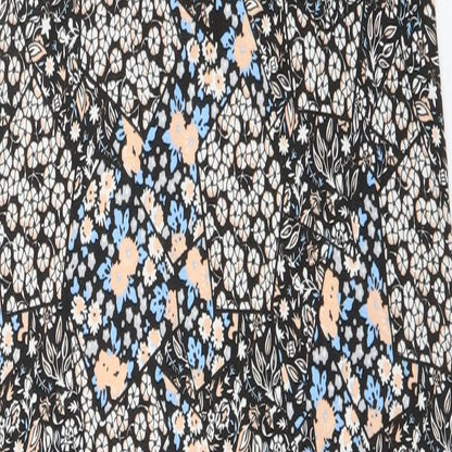 Miss Selfridge Womens Black Geometric Viscose Maxi  Size 10  Round Neck Pullover - lace back