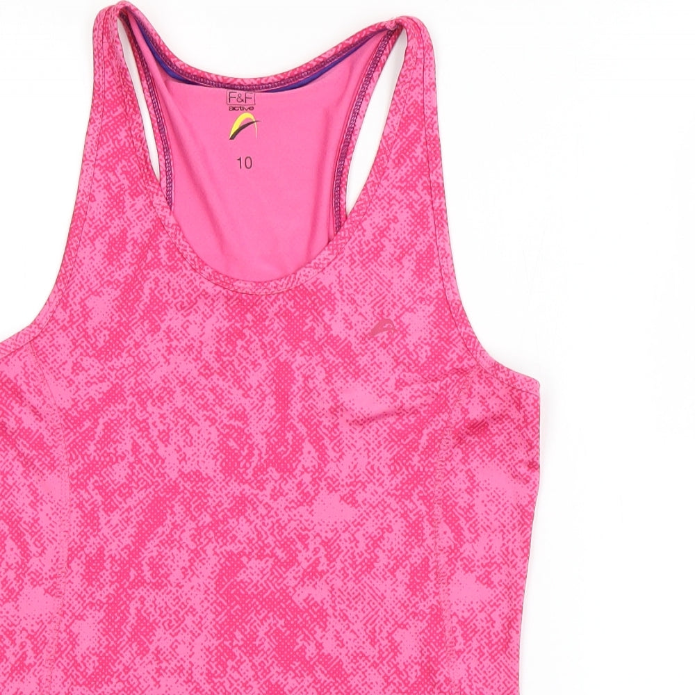 F&F Womens Pink  Polyester Basic Tank Size 10 Scoop Neck